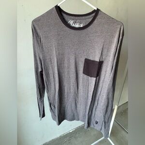 SOLD - Quinn Men's Gray Long Sleeve Tee with Black Pocket